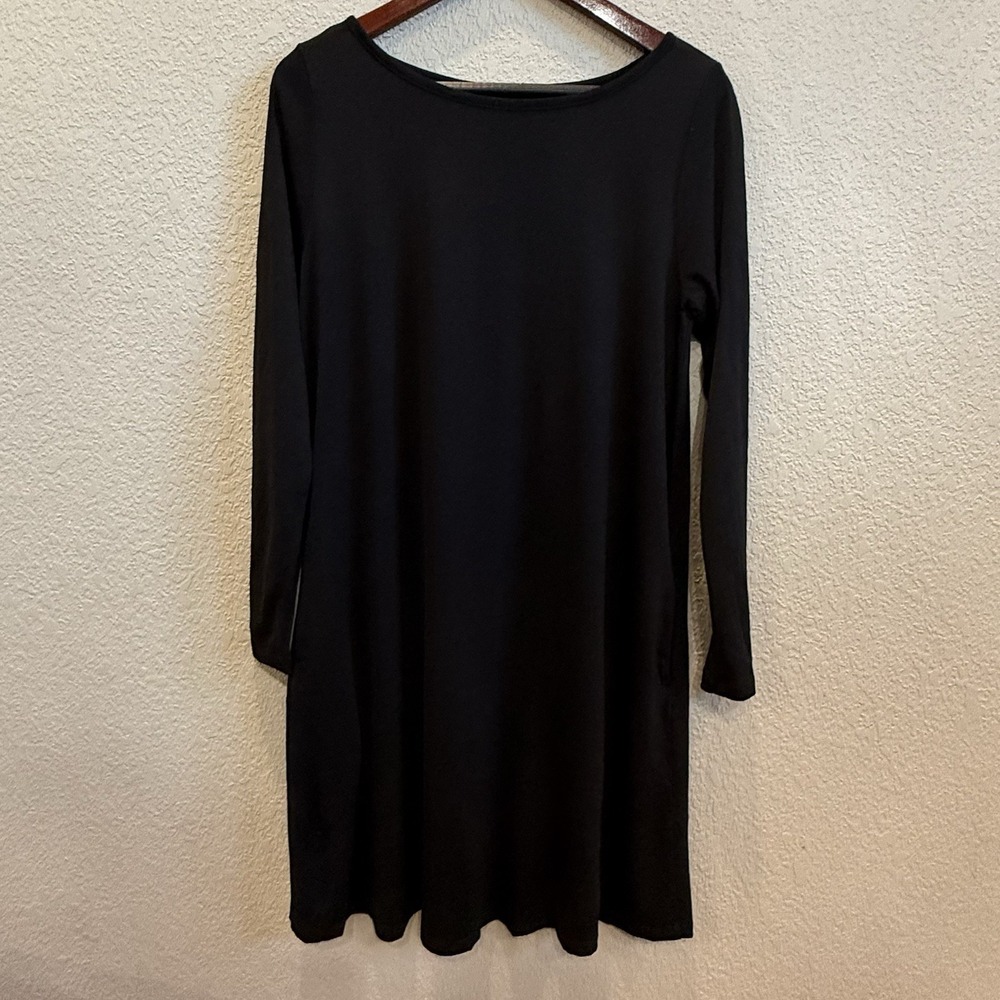 wool& rowena swing dress black m-long